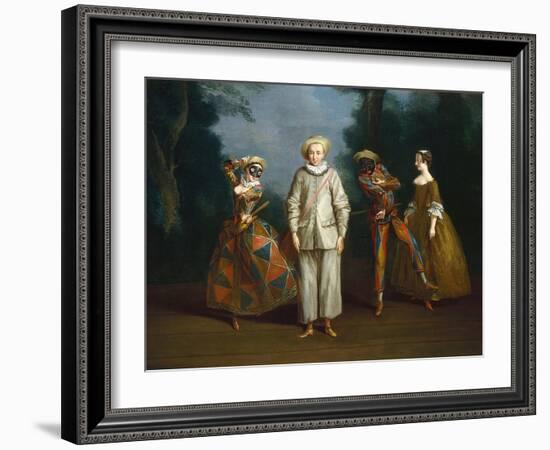 Pierrot and Harlequin-Philippe Mercier-Framed Art Print