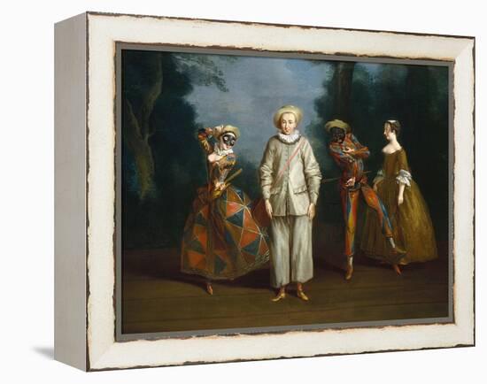 Pierrot and Harlequin-Philippe Mercier-Framed Stretched Canvas