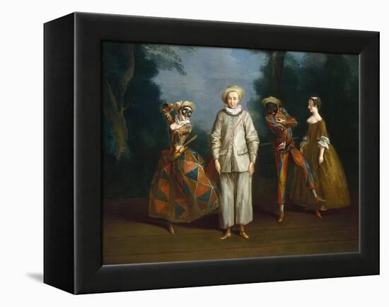 Pierrot and Harlequin-Philippe Mercier-Framed Stretched Canvas