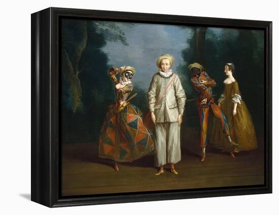 Pierrot and Harlequin-Philippe Mercier-Framed Stretched Canvas