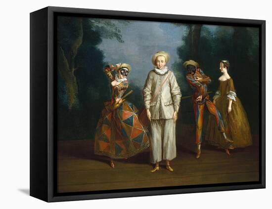 Pierrot and Harlequin-Philippe Mercier-Framed Stretched Canvas