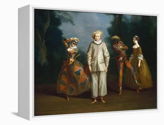 Pierrot and Harlequin-Philippe Mercier-Framed Stretched Canvas