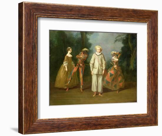 Pierrot and Harlequin-Philippe Mercier-Framed Giclee Print