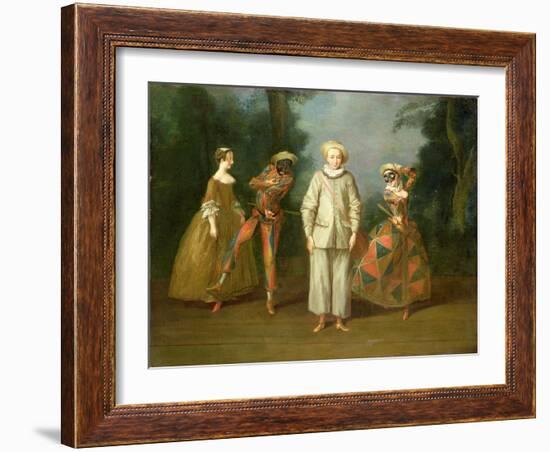 Pierrot and Harlequin-Philippe Mercier-Framed Giclee Print