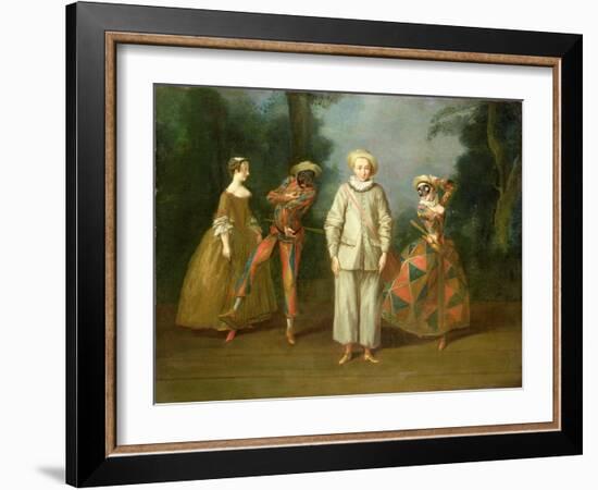 Pierrot and Harlequin-Philippe Mercier-Framed Giclee Print