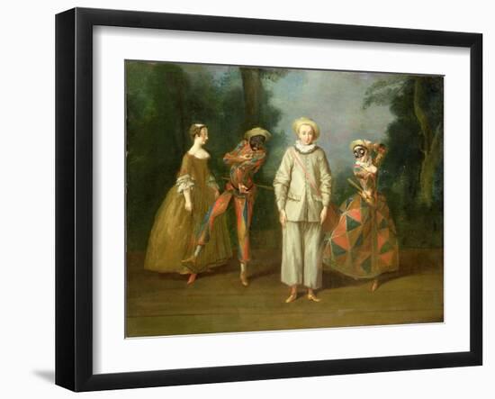 Pierrot and Harlequin-Philippe Mercier-Framed Giclee Print