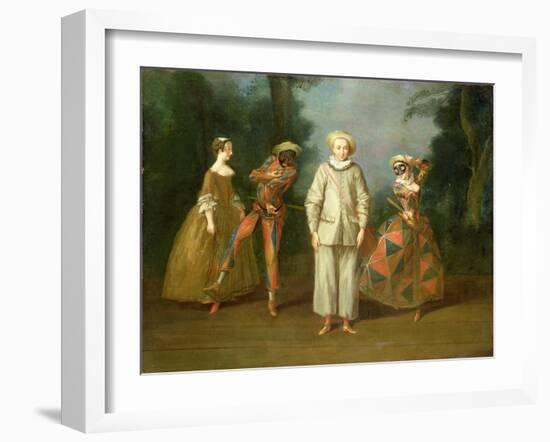 Pierrot and Harlequin-Philippe Mercier-Framed Giclee Print