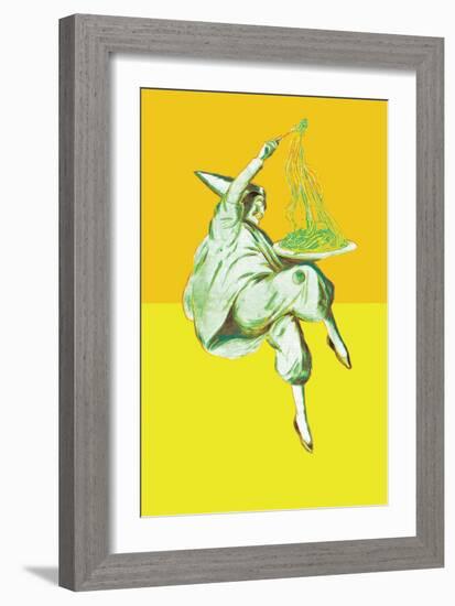 Pierrot and Pasta in Orange and Yellow-Sara Pierce-Framed Art Print