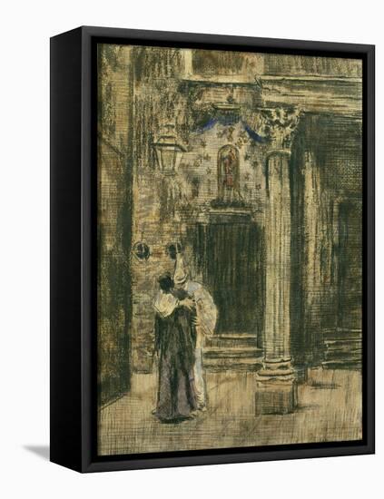Pierrot and Woman Embracing-Walter Richard Sickert-Framed Premier Image Canvas