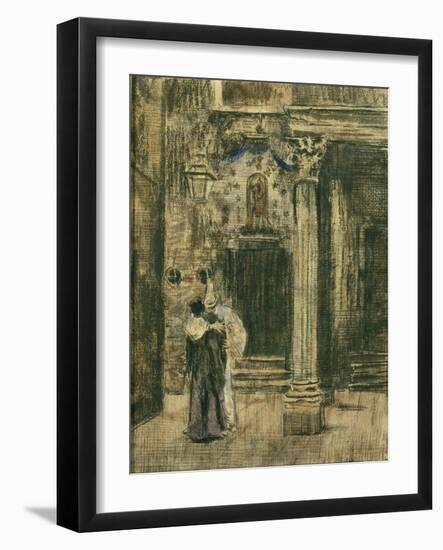 Pierrot and Woman Embracing-Walter Richard Sickert-Framed Giclee Print