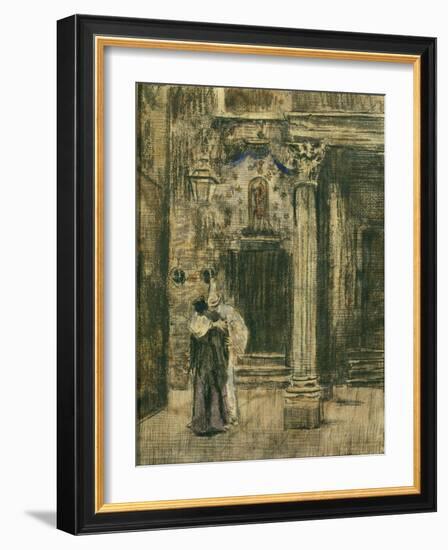 Pierrot and Woman Embracing-Walter Richard Sickert-Framed Giclee Print