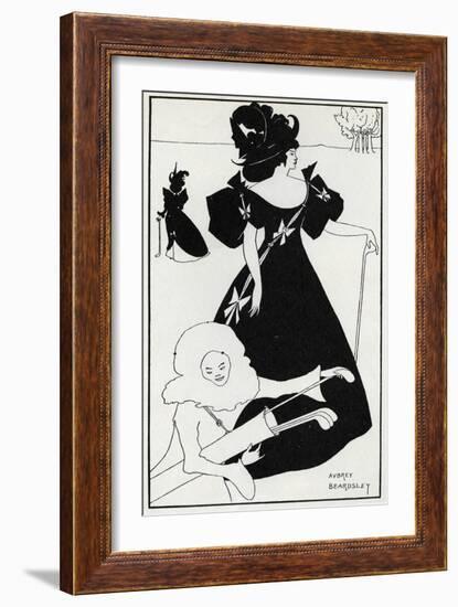 Pierrot as Caddie' Design for a Golf Club Card, 1894-Aubrey Beardsley-Framed Giclee Print