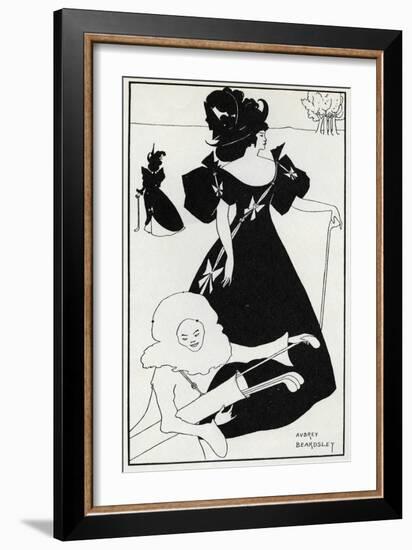 Pierrot as Caddie' Design for a Golf Club Card, 1894-Aubrey Beardsley-Framed Giclee Print