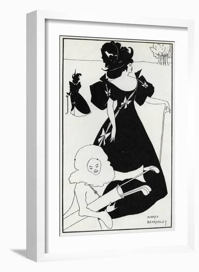 Pierrot as Caddie' Design for a Golf Club Card, 1894-Aubrey Beardsley-Framed Giclee Print