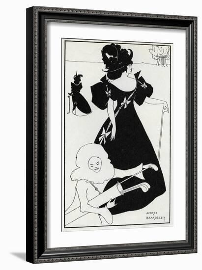 Pierrot as Caddie' Design for a Golf Club Card, 1894-Aubrey Beardsley-Framed Giclee Print