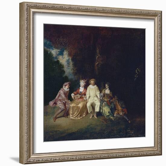 Pierrot Content, Ca 1712-Jean Antoine Watteau-Framed Giclee Print