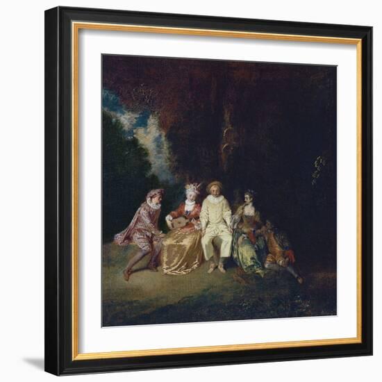 Pierrot Content, Ca 1712-Jean Antoine Watteau-Framed Giclee Print