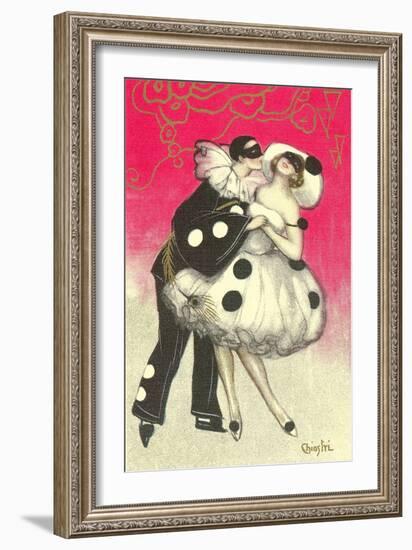 Pierrot Dancing at Costume Ball-null-Framed Art Print