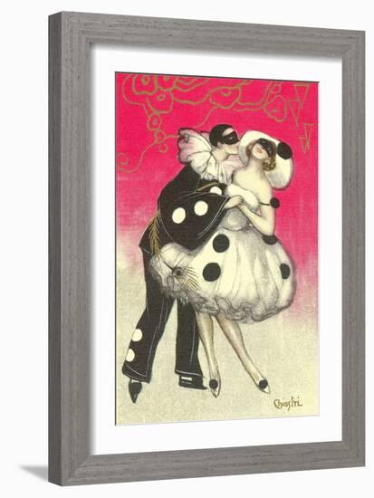 Pierrot Dancing at Costume Ball-null-Framed Art Print