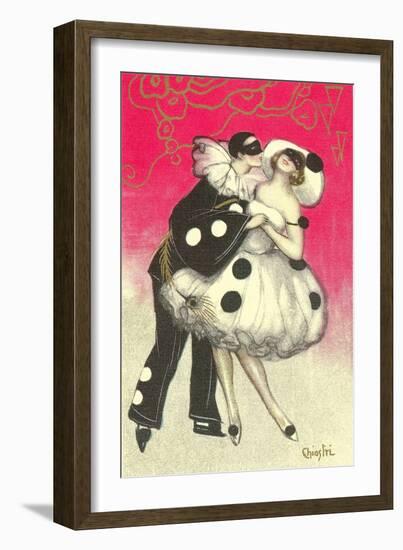 Pierrot Dancing at Costume Ball-null-Framed Art Print