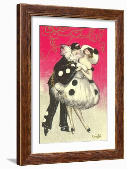 Pierrot Dancing at Costume Ball-null-Framed Art Print