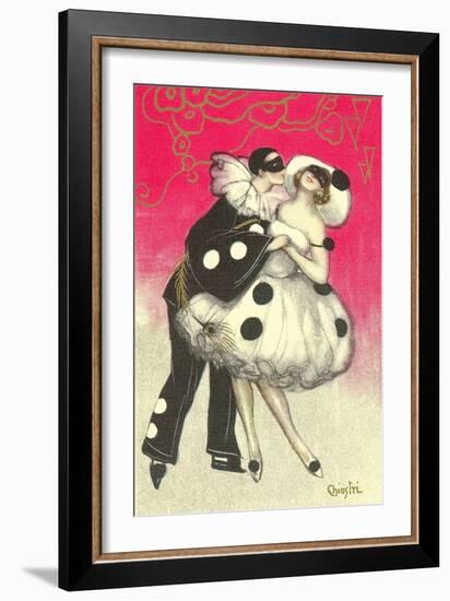 Pierrot Dancing at Costume Ball-null-Framed Art Print