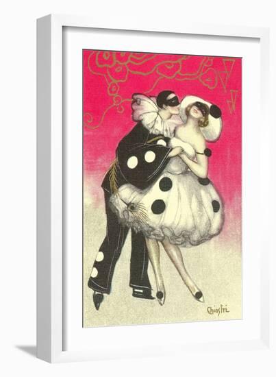 Pierrot Dancing at Costume Ball-null-Framed Art Print