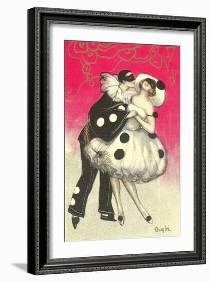 Pierrot Dancing at Costume Ball-null-Framed Art Print