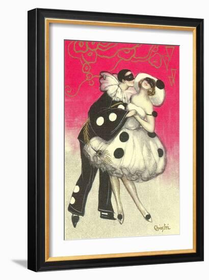 Pierrot Dancing at Costume Ball-null-Framed Art Print