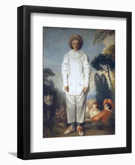 Pierrot (Gilles)-Jean-Antoine Watteau-Framed Art Print