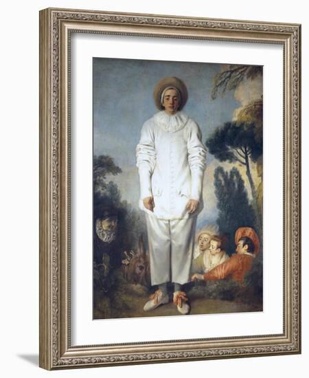 Pierrot (Gilles)-Jean-Antoine Watteau-Framed Art Print