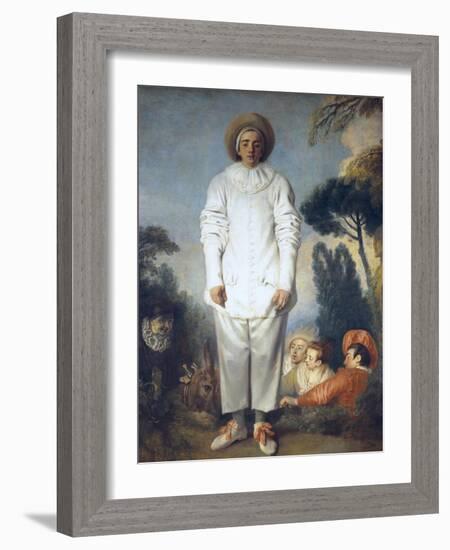 Pierrot (Gilles)-Jean-Antoine Watteau-Framed Art Print