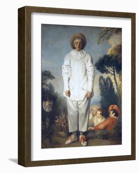 Pierrot (Gilles)-Jean-Antoine Watteau-Framed Art Print