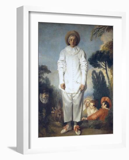 Pierrot (Gilles)-Jean-Antoine Watteau-Framed Art Print