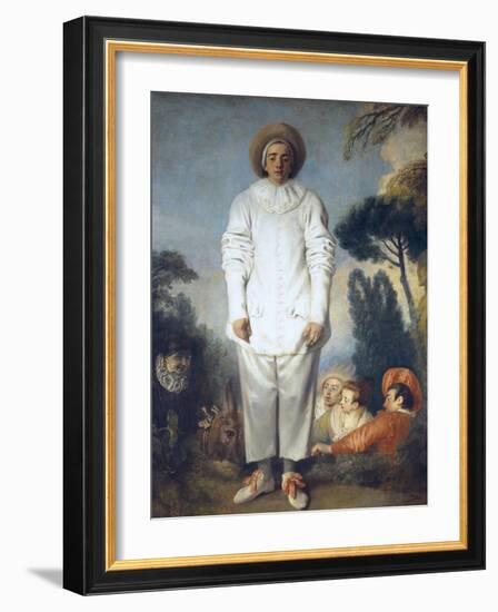 Pierrot (Gilles)-Jean-Antoine Watteau-Framed Art Print