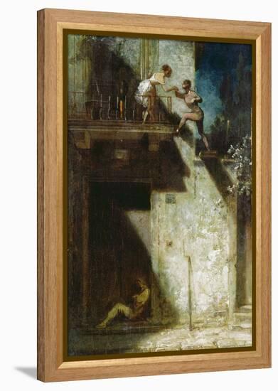 Pierrot und Columbine (Stelldichein). Um 1875-Carl Spitzweg-Framed Premier Image Canvas