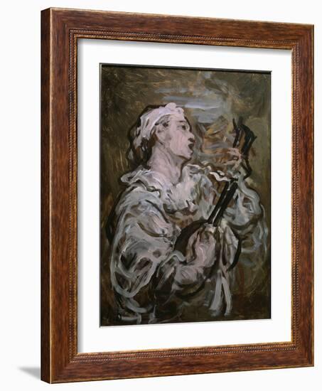 Pierrot With a Guitar-Honore Daumier-Framed Giclee Print