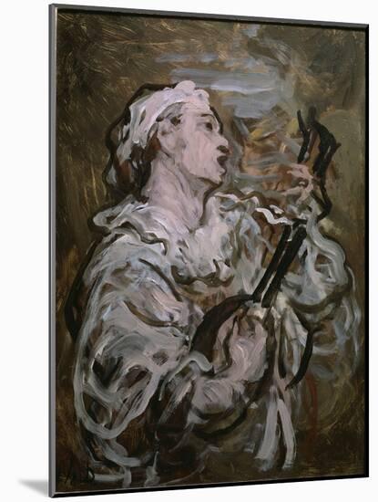 Pierrot With a Guitar-Honore Daumier-Mounted Giclee Print