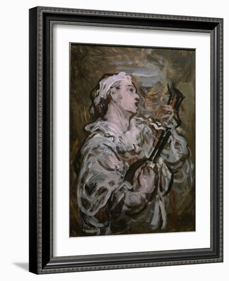 Pierrot With a Guitar-Honore Daumier-Framed Giclee Print