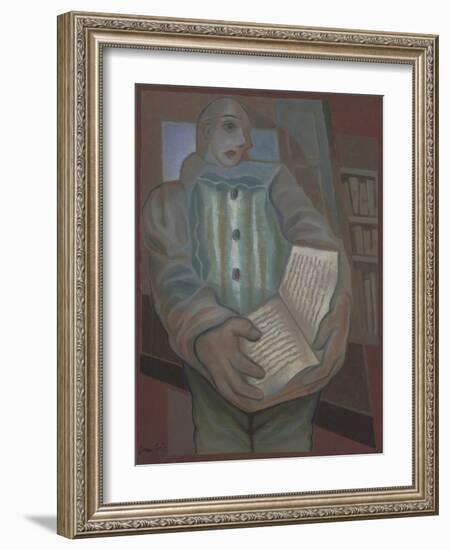 Pierrot with Book-Juan Gris-Framed Giclee Print