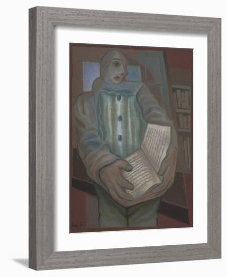 Pierrot with Book-Juan Gris-Framed Giclee Print