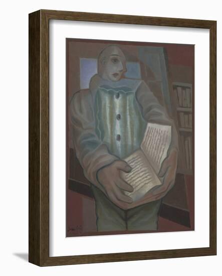 Pierrot with Book-Juan Gris-Framed Giclee Print