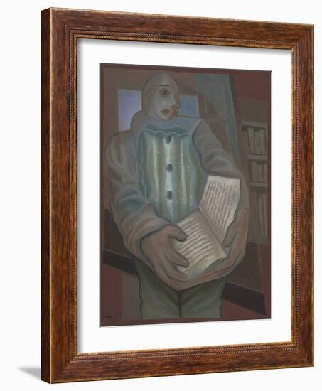 Pierrot with Book-Juan Gris-Framed Giclee Print