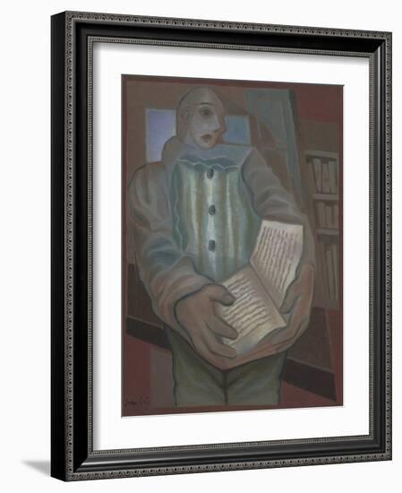 Pierrot with Book-Juan Gris-Framed Giclee Print