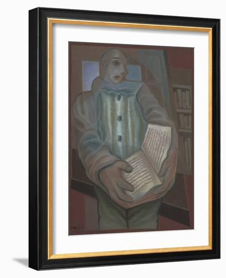 Pierrot with Book-Juan Gris-Framed Giclee Print