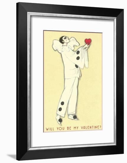 Pierrot with Heart-null-Framed Art Print