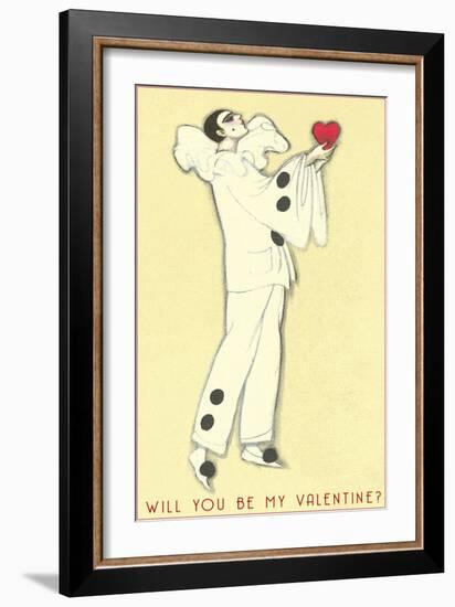 Pierrot with Heart-null-Framed Art Print