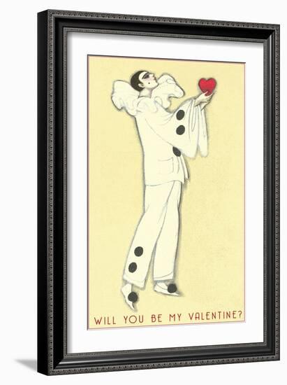 Pierrot with Heart-null-Framed Art Print