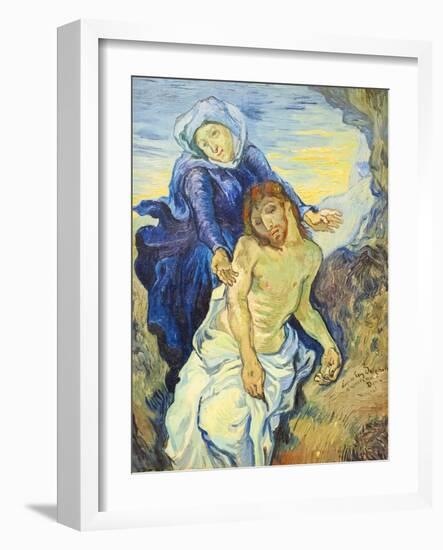 Pieta, 1890 ca,-Vincent van Gogh-Framed Giclee Print