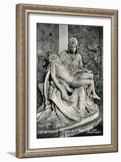 Pieta by Michelangelo Buonarroti, black and white photo-Michelangelo Buonarroti-Framed Giclee Print